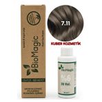 BIOMAGIC 7.11 Yoğun Küllü Kumral Organik İçerikli Amonyaksız Kalıcı Saç Boyası Boya+Oksidan
