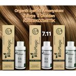 Biomagic 7.11 Yoğun Küllü Orta Kumral Organik İçerikli Amonyaksız Kalıcı Kokusuz Saç Boyası 3Boya 3Oksidan