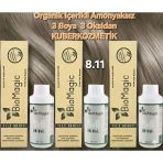 Biomagic 8.11 Yoğun Küllü Açık Kumral Organik İçerikli Amonyaksız Kalıcı Kokusuz Saç Boyası 3Boya 3Oksidan