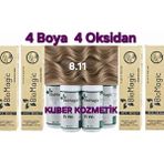 BioMagic 8.11 Yoğun Küllü Açık Kumral Organik İçerikli Amonyaksız Kalıcı Saç Boyası n 4 Boya + 4 Oksidan