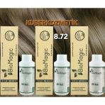 Biomagic 8.72 Açık Küllü Kumral Organik İçerikli Amonyaksız Kalıcı Kokusuz Saç Boyası 3Boya 3Oksidan