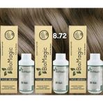Biomagic 8.72 Açık Küllü Kumral Organik Içerikli Amonyaksız Kalıcı Saç Boyası 3boya 3oksidan