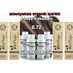 Biomagic 8.72 Açık Küllü Kumral Organik Içerikli Amonyaksız Kalıcı Saç Boyası 4boya +4oksidan
