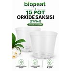 BioPeat 15 Pot Orkide Saksısı Şeffaf (2’li Set) Drenaj Delikli Plastik Saksı