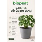 BioPeat 9.8 Litre Büyük Boy Frost Grey Saksı | İç ve Dış Mekan Uyumlu Dekoratif Çiçek Saksısı