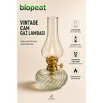 BioPeat Vintage Cam Gaz Lambası Dekoratif Ortam Aydınlatması Cam Gövde Nostaljik Ev Dekoru