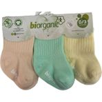 Biorganic Kaymaz Taban 3 Lü Bebek Çorabı - Standart - Çok Renkli