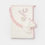 Biorganic The Flowers Örme Bebek Havlusu 85X90 cm 66445 - Ekru - Pembe