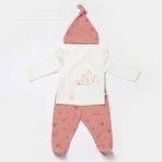 Biorganic Waffle Deer And Bird 3'lü Bebek Takımı 58034 - Gül Kurusu - 0 - 3 Ay
