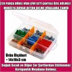 Biotech 220 Parça Dübel Vida Çivi Montaj Seti Çantalı Özel Bölmeli Mobilya Duvar Beton Delme