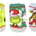 Bioworld Dr. Seuss The Grinch Who Stole Christmas 3'lü Paket Gençler/Kadın Ayak Bileği Çorabı Ayakkabı Boyutu 5-10, Beyaz, Medium