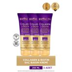Bioxcin Collagen & Biotin Ekstra Hacim Saç Kremi 3X250 ml - Kolajen Biotin Ince Seyrek Saçlar