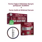 Bioxcin Forte Yoğun Dökülme Karşıtı Şampuan 3x300 ml, Bitkisel Serum 3x50 ml, Yüz Temizleme Jeli 100 ml Set