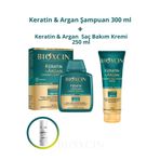 Bioxcin Keratin & Argan Onarıcı Şampuan 300 ml + Saç Bakım Kremi 250 ml Set