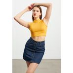 Bipantolon Kadın Hardal Sıfır Kol Crop Bluz