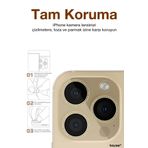 Bipower Binano Iphone 13 Pro/13 Pro Max Taşlı Gold Kamera Koruyucu