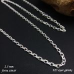 Bir Gümüş Aşkı 925 Ayar Gümüş Forsa Model Erkek & Kadın Zincir Kolye - 2.5 mm - 60 cm