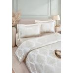 Bir Home Floransa Jakarlı Fransız Dantelli Modern Çift Kişilik Yatak Örtüsü Takımı 240X250CM - Krem - 240 x 250 cm