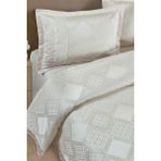 Bir Home Likya Jakarlı Fransız Dantelli Modern Çift Kişilik Yatak Örtüsü Takımı 240X250CM - Krem - 240 x 250 cm