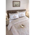 Bir Home Vanetta Pano Jakarlı Çift Kişilik Modern Yatak Örtüsü Takımı 3 Parça 240X260CM - Bej - 240 x 260 cm