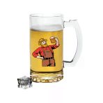 Bira İçen Erkek Baskılı Bira Bardağı - Bira Bardak