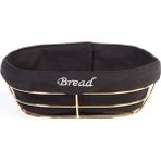 Biradlı 26x17x6,5 cm Siyah Bezli Oval Ekmek Sepeti