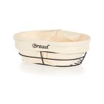 Biradlı Siyah Telli 26x17x6,5 cm Beyaz Bezli Oval Ekmek Sepeti