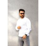 BirbeyStore Erkek Triko Kazak - 2XL - 001-Beyaz
