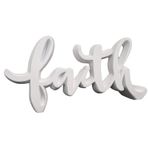 Birch & Bliss – Faith - Küçük Sıkıntılı Beyaz Masa Üstü Senaryo Kelime Dekoru (17,1 cm x 7,6 cm) Modern Çiftlik Evi Reçine Ayakta Duran Kelimeler - İlham Verici Hediyeler | Bahar - Düğün Dekoru
