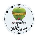 Biresimden Diyetisyene Hediye Isimli Cam Duvar Saati