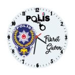 Biresimden Polise Hediye Isimli Ofis Cam Duvar Saati