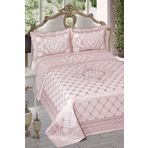 BİRHOME Damask Pano Şönil Çift Kişilik Yatak Örtüsü 240X260cm (PUDRA)
