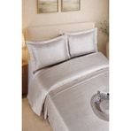 BİRHOME Hermira Jakarlı Çift Kişilik Modern Yatak Örtüsü Takımı 3 Parça 240x250cm (bej)