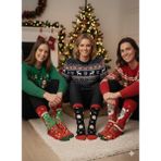 Biricik İç Giyim Yeni Yıl, Yılbaşı, Noel, Geyikli, Renkli Soket Çoraplar 3 Lü Paket (3 Adet) - 36 - 41 - Kırmızı - Siyah
