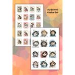 Birikiyedi 2'li Sevimli Kediler Sticker Seti - Planner Ajanda Bullet Journal Laptop Telefon Için Etiket - Çok Renkli