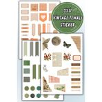 Birikiyedi 3'lü Vintage Sticker Planner Ajanda Bullet Journal Için Uygun Set - kuşe