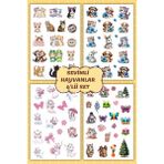 Birikiyedi 4 Lü Süper Sevimli Hayvanlar, Kedi,kelebek,sticker Set-Planner Ajanda Bullet Journal Için Uygun - Çok Renkli - 13x19,5 cm - Kuşe Parlak Kağıt