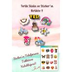Birikiyedi 8'li Set Jibbitz Terlik Süsü Çiçek,bisiklet,motor,kahve