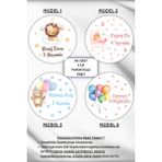 Birikiyedi Isme/kişiye Özel Doğum Günü Babyshower Hoşgeldin Bebek Etiketi 4 cm 48 Adet Etiket - Çok Renkli - Sticker