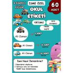 Birikiyedi Okul Etiketi Kalem Defter Etiketi Özel Isim Yazılabilen Etiket 60 Adet Arabalar - Çok Renkli - İsim Etiketi