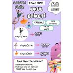 Birikiyedi Okul Etiketi Kalem Defter Etiketi Özel Isim Yazılabilen Etiket 60 Adet Balerin - Çok Renkli - A4 - Pp Parlak