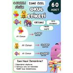 Birikiyedi Okul Etiketi Kalem Defter Etiketi Özel Isim Yazılabilen Etiket 60 Adet Fil,ayı,balık,arı - Çok Renkli - İsim Etiketi