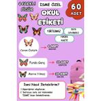 Birikiyedi Okul Etiketi Kalem Defter Etiketi Özel Isim Yazılabilen Etiket 60 Adet Kelebekler - Çok Renkli - İsim Etiketi