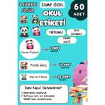 Birikiyedi Okul Etiketi Kalem Defter Etiketi Özel Isim Yazılabilen Etiket 60 Adet Sevimli Pandalar - Çok Renkli - İsim Etiketi