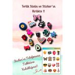 birikiyedi Terlik Süsü 15'Li Set Yıldız,Kalp,Kahve,Yonca,Bisiklet,Panda Temalı Delikli Terlik Uyumlu