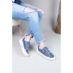 Birikon Clara Tamamı Taş Aksesuarlı Kot Sneakers Lacivert