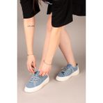 Birikon CLARA Tamamı Taş Aksesuarlı Kot Sneakers MAVİ - Mavi