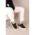 Birikon CLARA Tamamı Taş Aksesuarlı Kot Sneakers SİYAH - Siyah