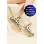 Birikon GUJA Garnili Kalın Taban Sneakers YEŞİL - Yeşil