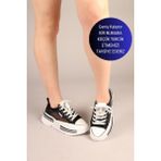 Birikon JOYSE Tül Detaylı Keten Sneakers SİYAH - Siyah